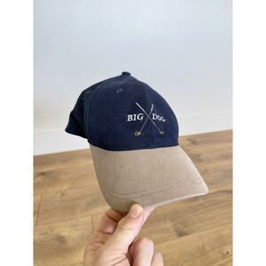 VINTAGE Big Dog 90's Dad Golfing Hat Cap Strap Back Navy baseball Embroidered